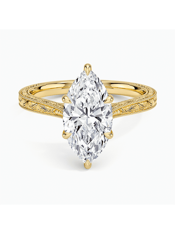 2CT Marquise Cut Lab Grown Diamond Engagement Ring Art Deco Filigree Women's Wedding Fine Jewelry