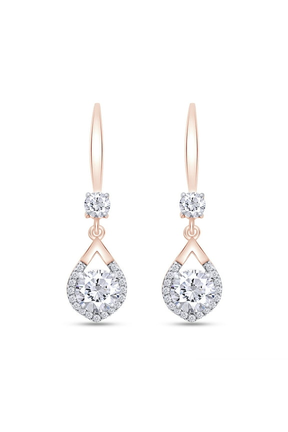 2CT Moissanite Dangle Earrings, D Color Ideal Cut Lab Created Diamond 18K Rose Gold Plated 925 Sterling Silver Mermaid Tear Drop Earrings for Women
