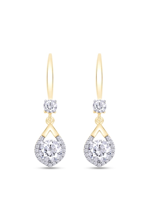 2CT Moissanite Dangle Earrings, D Color Ideal Cut Lab Created Diamond 18K Yellow Gold Plated 925 Sterling Silver Mermaid Tear Drop Earrings for Women