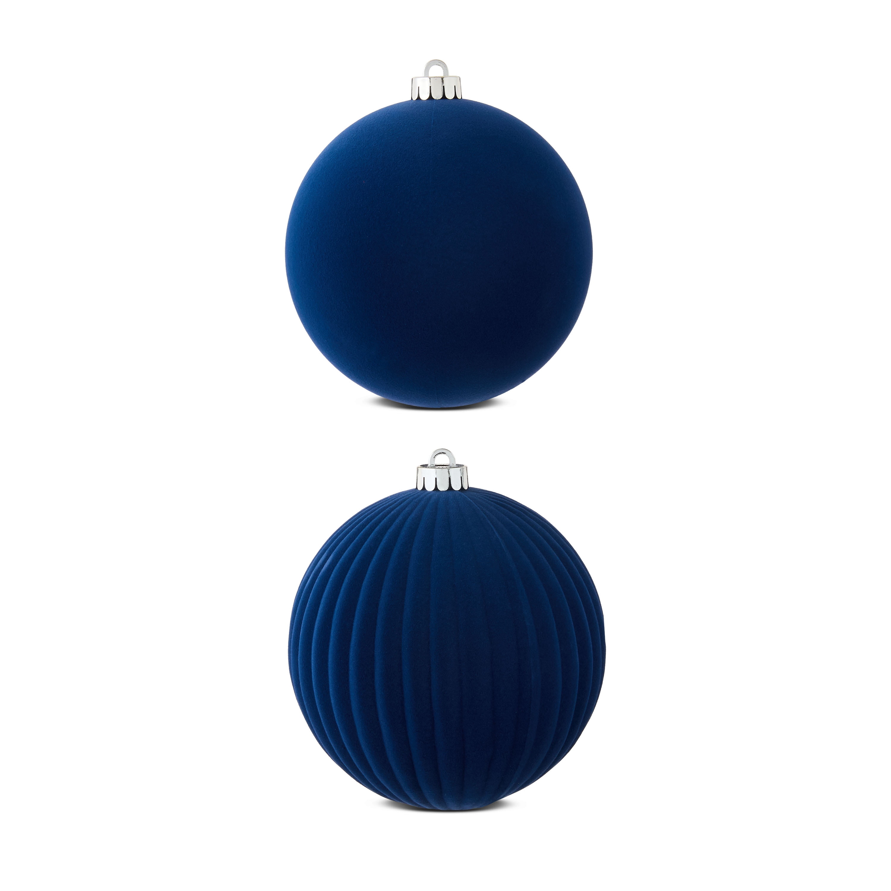 2 Count Navy Velvet-Feel Jumbo Shatterproof Christmas Ornaments, 5.9", by Holiday Time