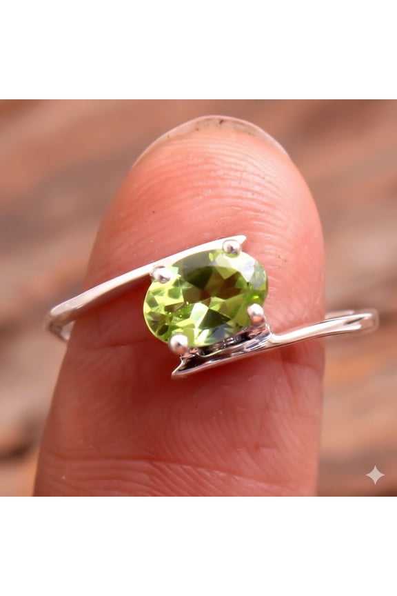 2CT Oval Cut Lab Created Peridot Solitaire Engagement Ring 14k White Gold Plated