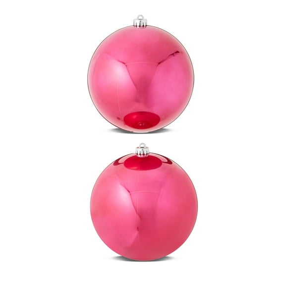 2-Count Pink Shiny Jumbo Shatterproof Ball Christmas Ornaments, 7 in, by Holiday Time