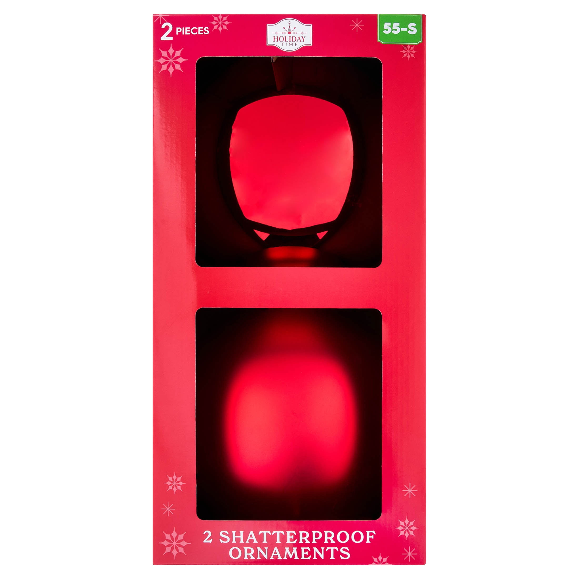 2-Count Red Jumbo Ball Shatterproof Christmas Ornaments, 8", by Holiday Time