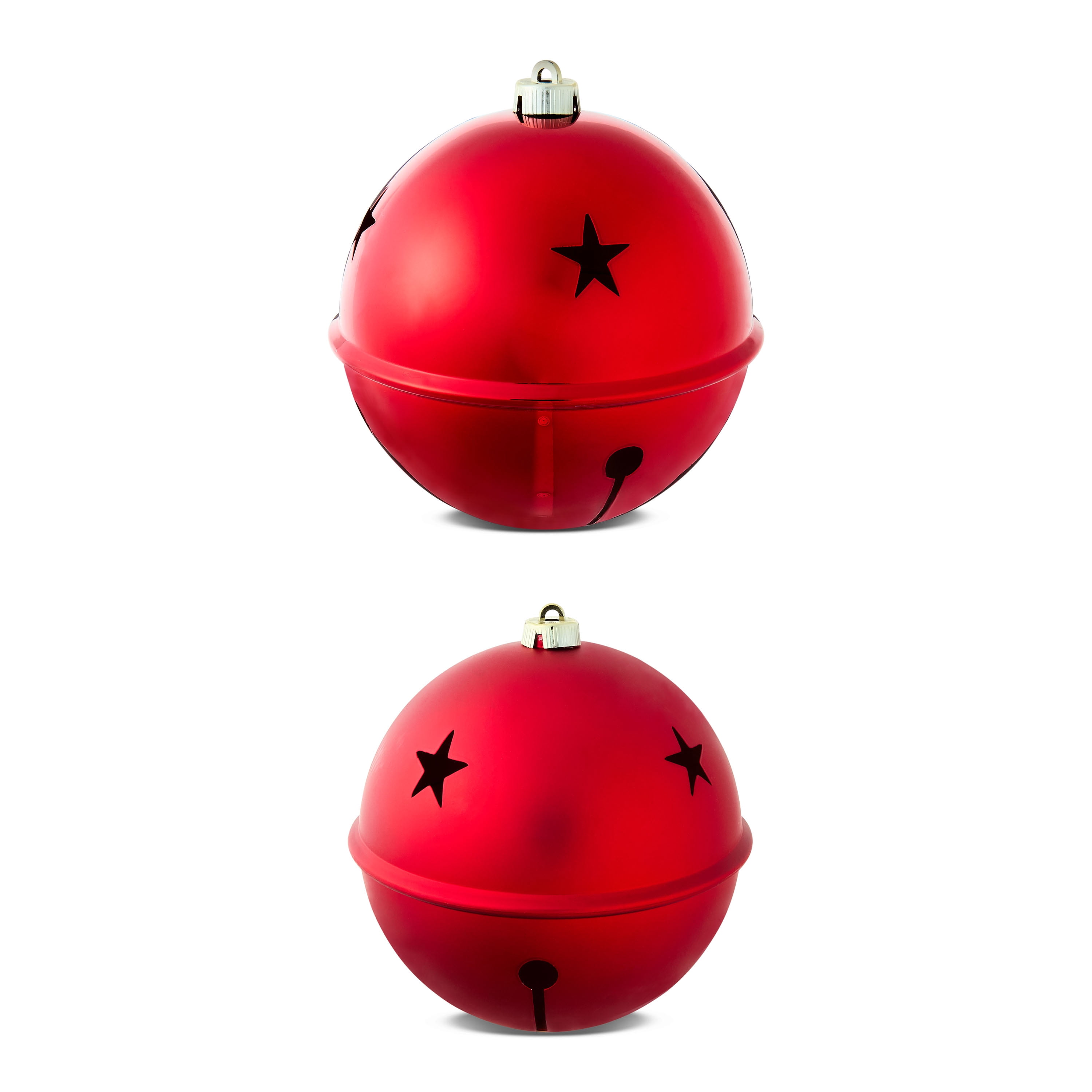 Red Jumbo Bell Shatterproof Christmas Ornaments, 7.87", 2 Count, by Holiday Time