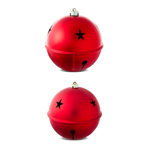 Red Jumbo Bell Shatterproof Christmas Ornaments, 7.87", 2 Count, by Holiday Time
