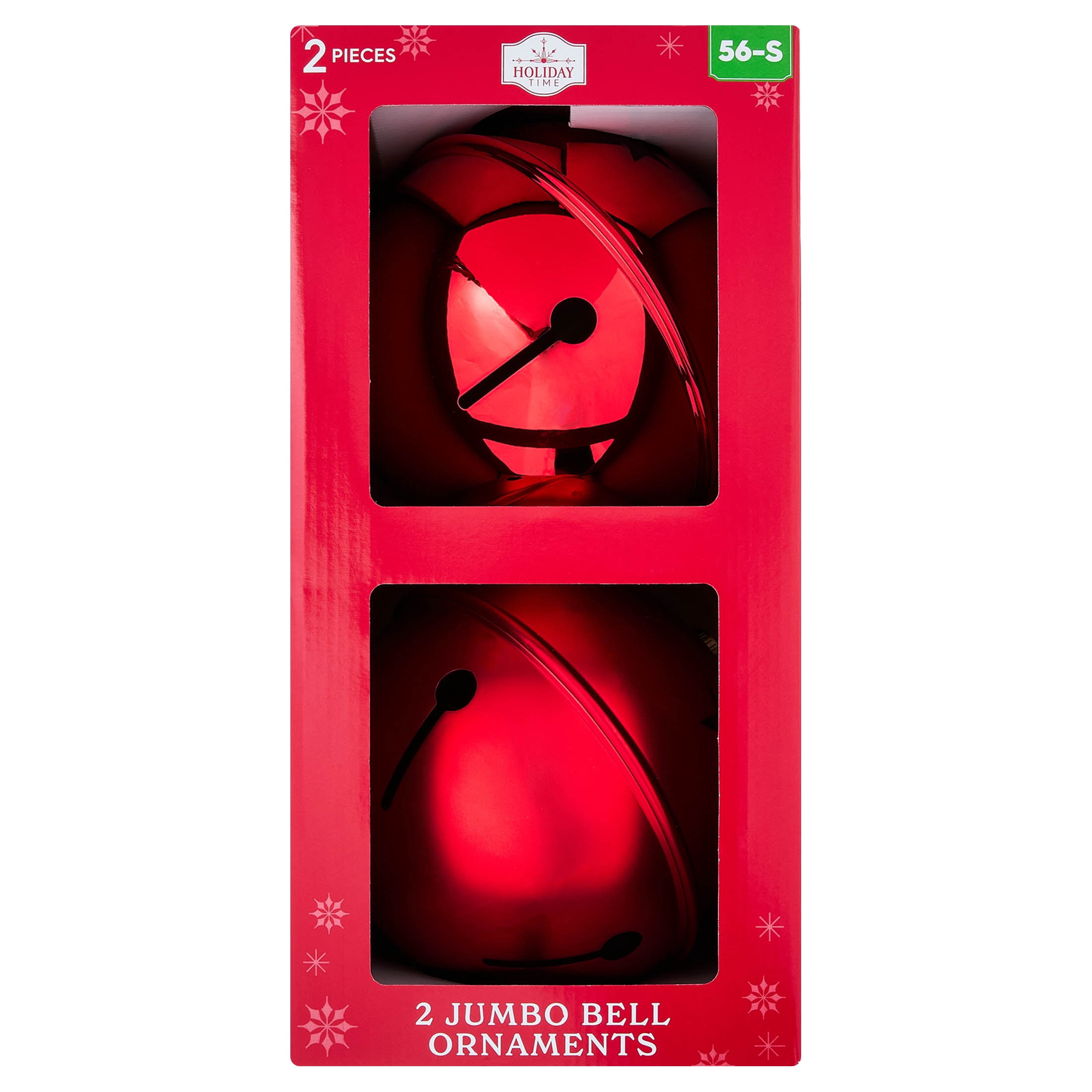 2-Count Red Jumbo Bell Shatterproof Christmas Ornaments, 8", by Holiday Time
