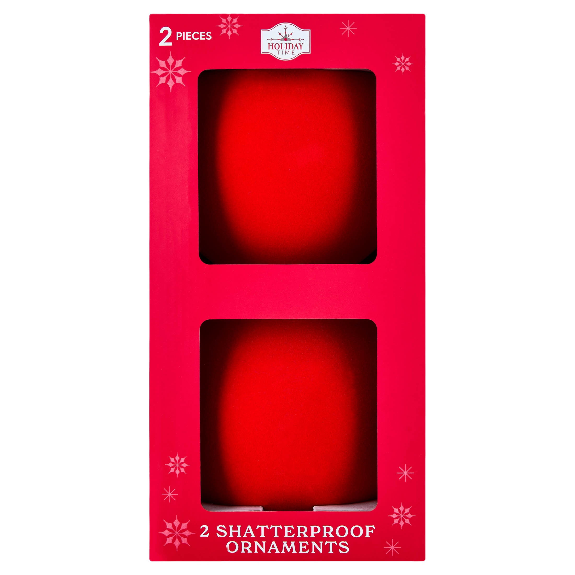 2-Count Red Jumbo Velvet-Feel Shatterproof Christmas Ornaments, 6.5", by Holiday Time