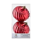 2 Count Red Mercury Glass-Style Finial Shatterproof Christmas Ornaments, 7 in, by My Texas House