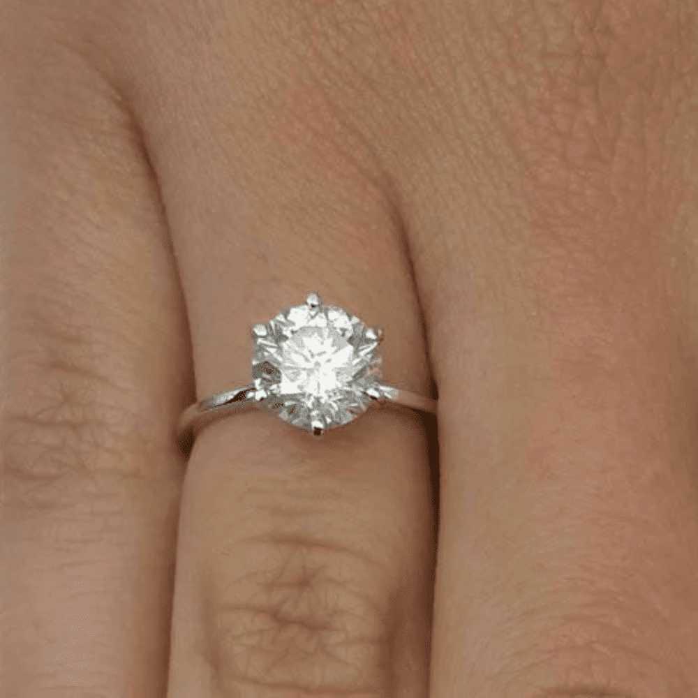 2CT Round Cut Lab Created CZ Diamond Solitaire Ring 14K White Gold over Fine Jewelry for Women Gift