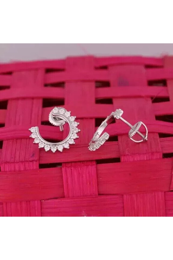 2CT Round Cut Lab-Created Diamond 14k White Gold Plated Women's Stud Earring