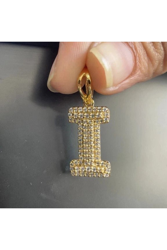 2CT Round Cut Lab Created Diamond Customized Letter Pendant Charm 14k Yellow Gold Plated