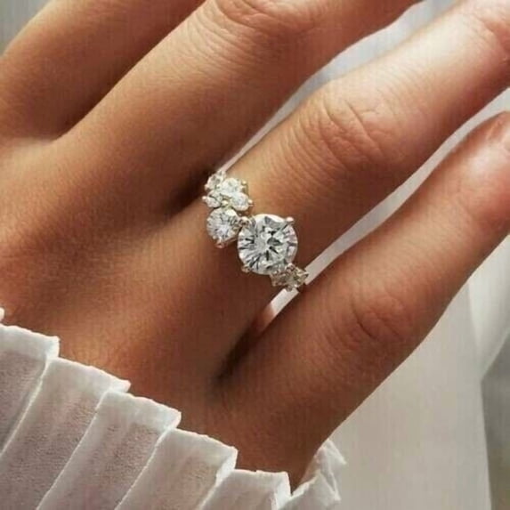 2CT Round Cut Lab Created Diamond Engagement Wedding Ring 14k White Gold Plated