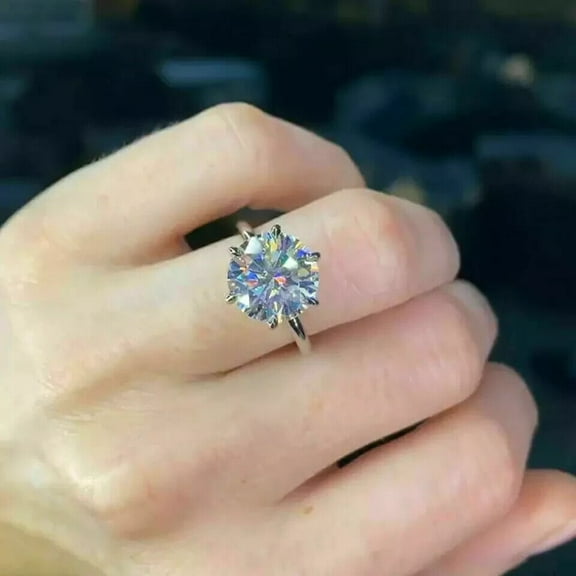 2CT Round Cut Lab Created Solitaire Engagement Ring 14K White Gold Plated