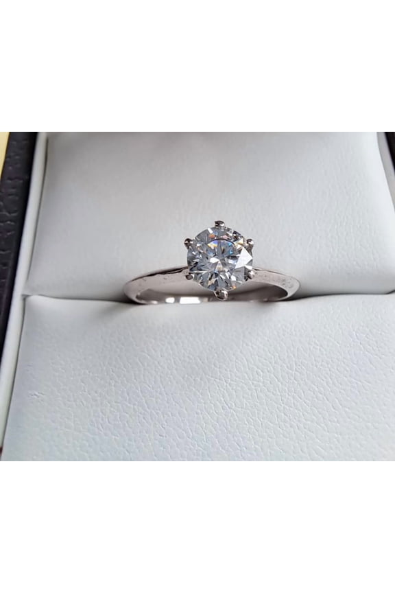 2CT Round Cut Lab Created VVS1/D Diamond Solitaire Ring Women's 14K White Gold Plated 925 Silver