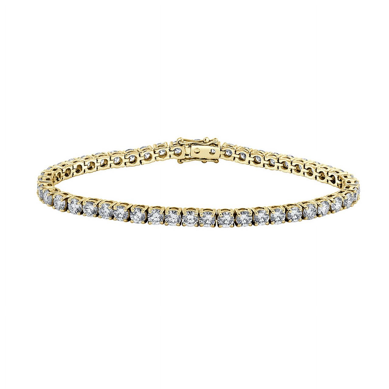 NV DIAMONDS 2CT Round Cut Natural Diamond (SI1/I-J) 14K Yellow Gold Tennis Bracelet Fine Jewelry for Women Gifts