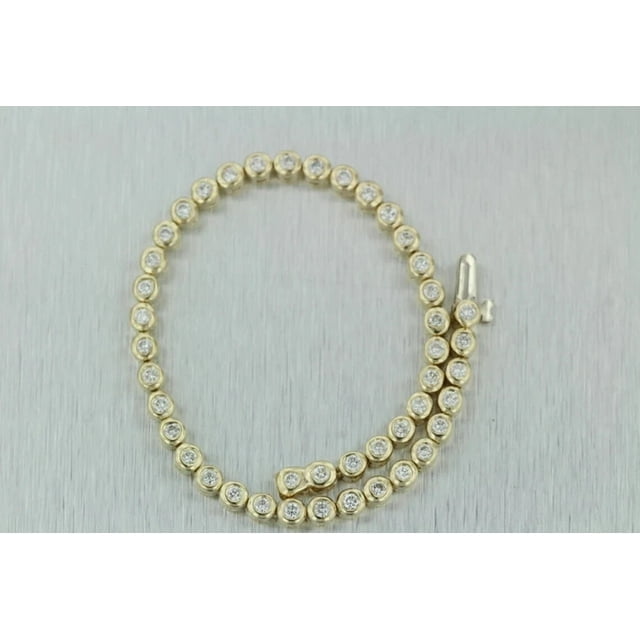 NV DIAMONDS 2CT Round Cut Natural Diamond (SI1/I-J) 14K Yellow Gold Tennis Bracelet Fine Jewelry for Women Gifts