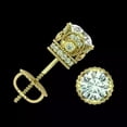 thumbnail image 1 of 2CT Round Cut Real Moissanite Women's Men's Stud Earrings 14K Yellow Gold Plated, 1 of 2
