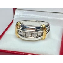 2CT Round Cut Simulated Diamond Five Stone Men's Engagement Ring 14K White Gold Plated 925 Silver