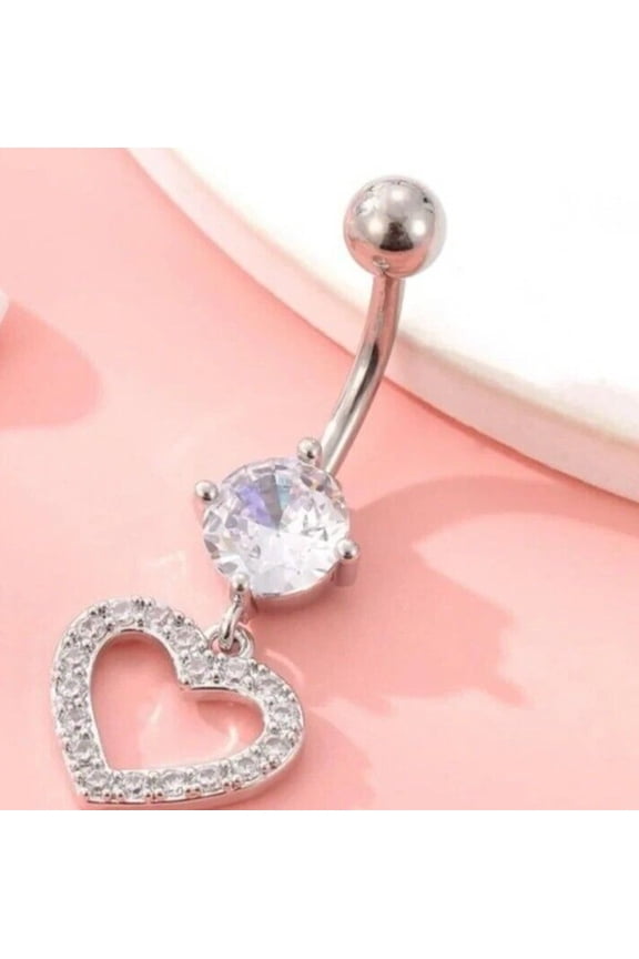 2CT Round Cut Simulated Diamond Women's Birthday Gift Navel Belly Button 14K White Gold Plated