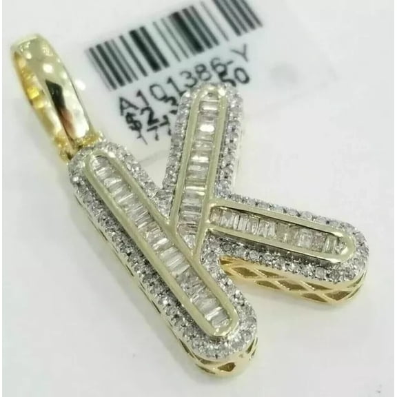 2CT Round Lab Created 14K Yellow Gold Finish Diamond Initial "K" Letter Pendant
