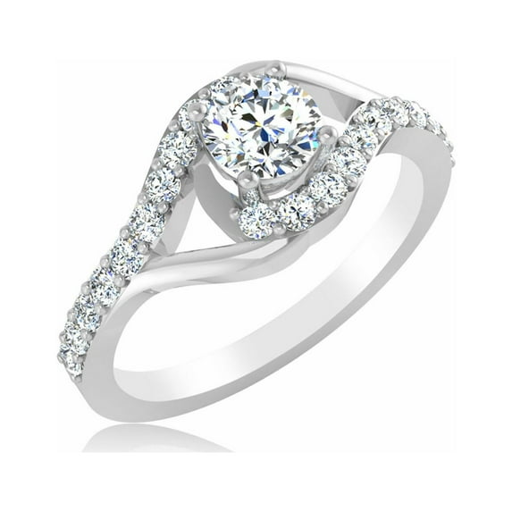 2CT Round Moissanite Solitaire Engagement Ring for women 18K White Gold Plated Wedding Ring , 925 Sterling Silver Anniversary Ring For Her