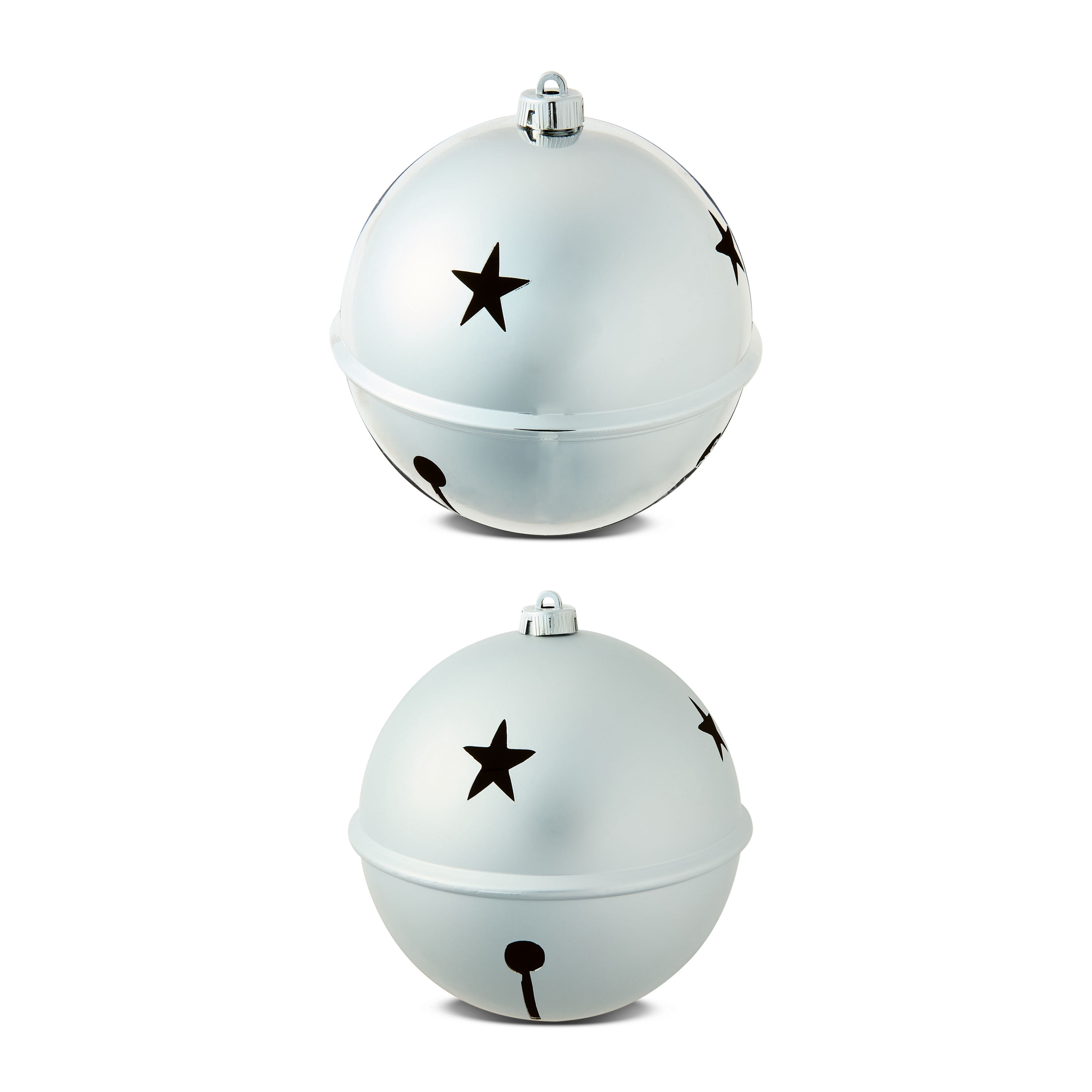 2-Count Silver Jumbo Bell Shatterproof Christmas Ornaments, 7.87 in, by Holiday Time