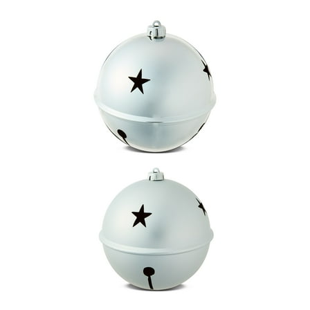 2-Count Silver Jumbo Bell Shatterproof Christmas Ornaments, 7.87 in, by Holiday Time