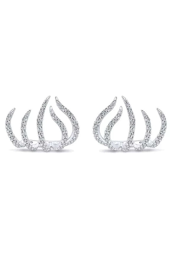 2CT Simulated Diamond 925 Silver Ear Cuff Earrings 14K White Gold Plated