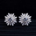 thumbnail image 1 of 2CT Simulated Diamond 925 Silver Flower Stud Earrings 14k White Gold Plated, 1 of 2