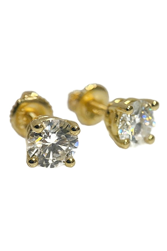 2CT TW Moissanite Stud Earrings Pass Diamond Tester 14K Gold Vermeil over Solid 925 Sterling Silver Big 6.5MM