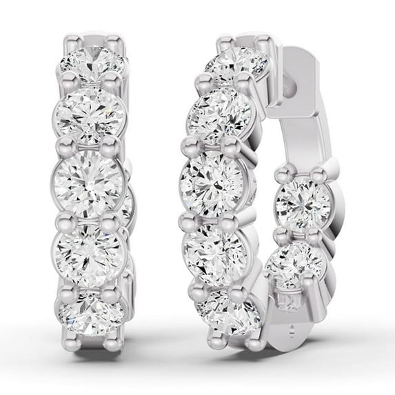 2CTW Lab Grown Diamond In and Out Huggie Hoop Earrings in 14K White Gold