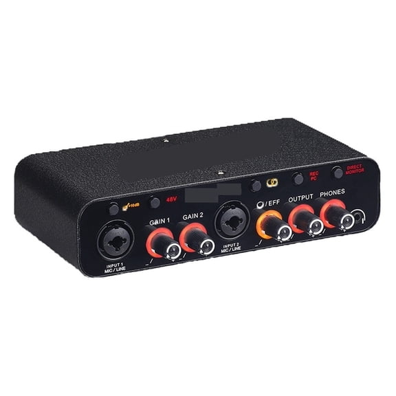 2Channels Professional Portable Interface Sound Card Console Mini USB for Guitar Recording Studio ,Multi Modes