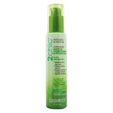 2Chic Avocado & Olive Oil Ultra-Moist Leave-In Conditioning & Styling Elixir - 4 fl. oz. by Giovanni (pack of 2)