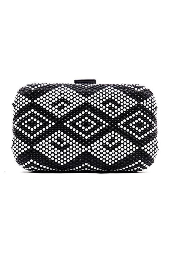 Black and White Acrylic Studded Evening Bag