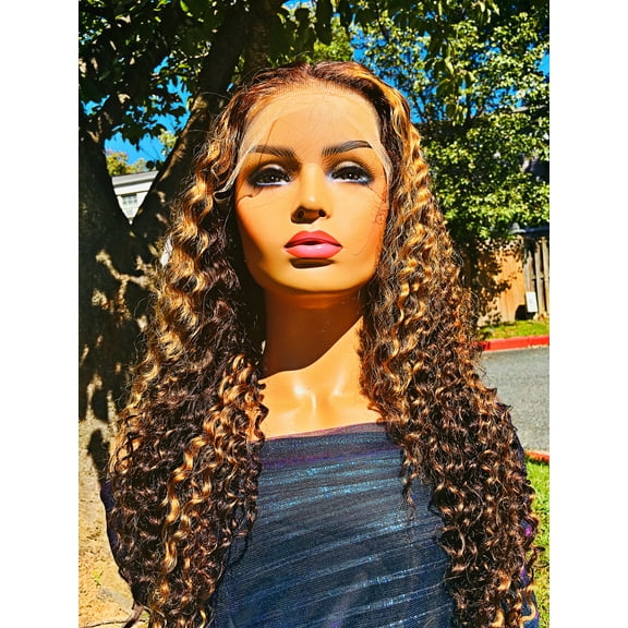 2Chique Boutique Human Hair Wig 13x4 Transparent Lace Wig Highlight Color Deep Wave 22inches 180% Density Brand: 2Chique Boutique