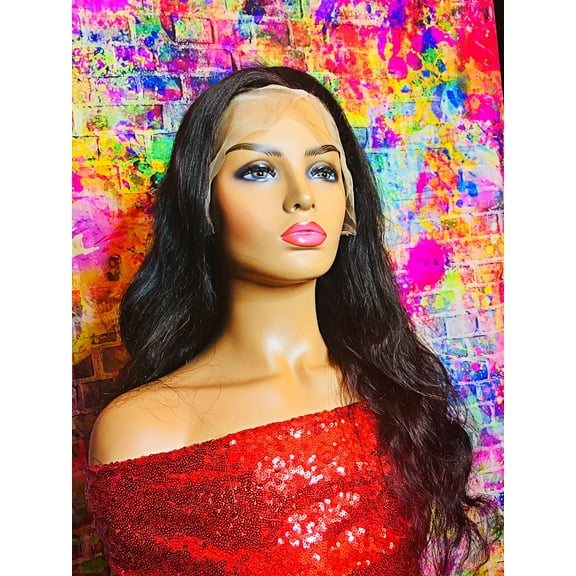 2Chique Boutique Human Hair Wig 13x4 Transparent Lace Wig Natural 1b Color Body Wave 18 inches 180% Density