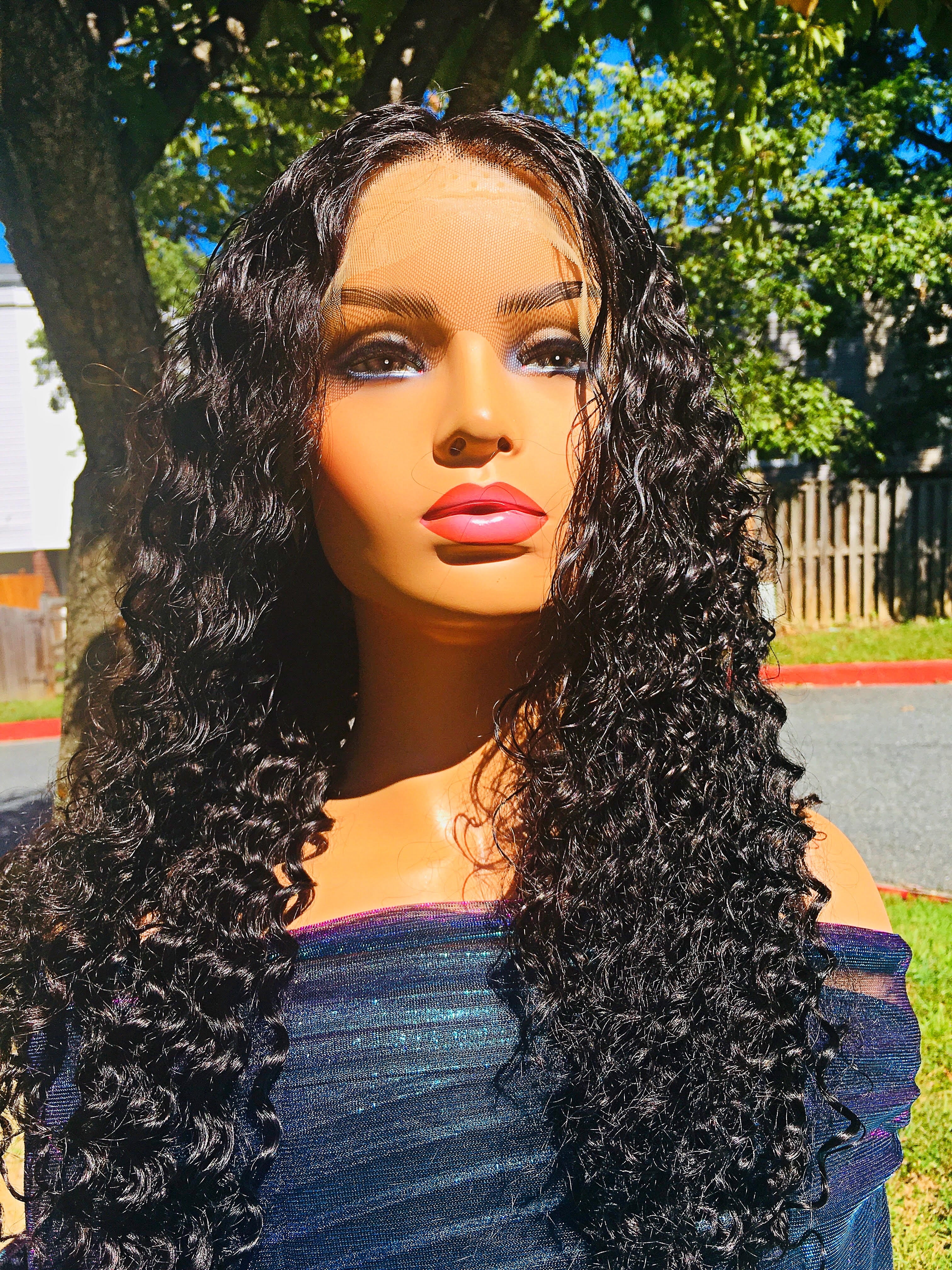 Human hair wig Deep Wave 20 Inch 180 density Wear and Go Water Wave HD Lace Front Wig 20 inch 180  main image 2