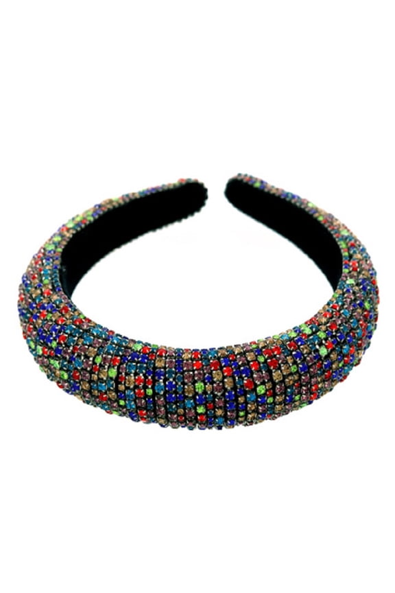 Multi Color Glass Stone Studded Padded Headband