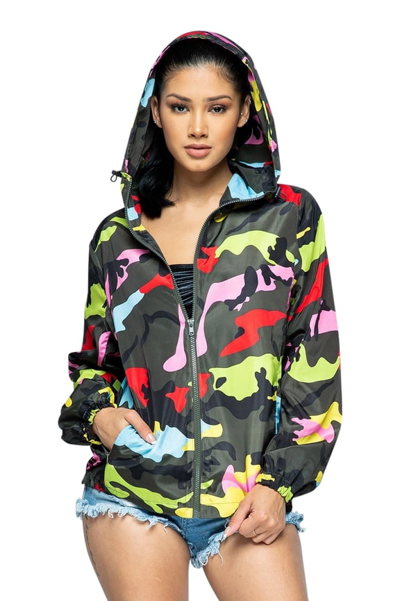Women's Camouflage Hoodie Windbreaker Jacket