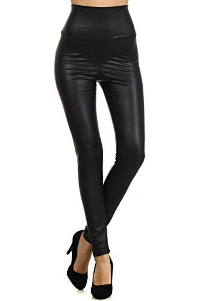 2Chique Boutique Women's Faux Leather High Waisted Leggings (small)