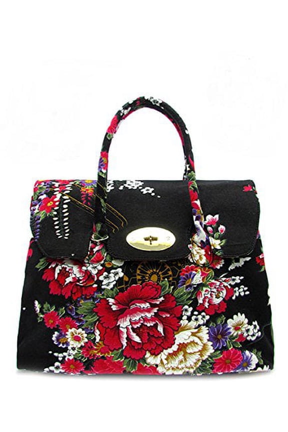 Women's Flower Printed Canvas Tote Bag