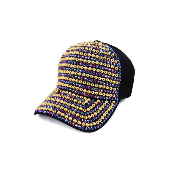 2Chique Boutique Women's Full Front AB Stone Multi Rhinestone Fashion Cap
