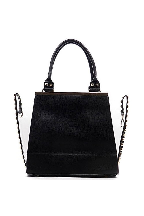 Women's Gold Studded See Thru 2 in 1 Handbag
