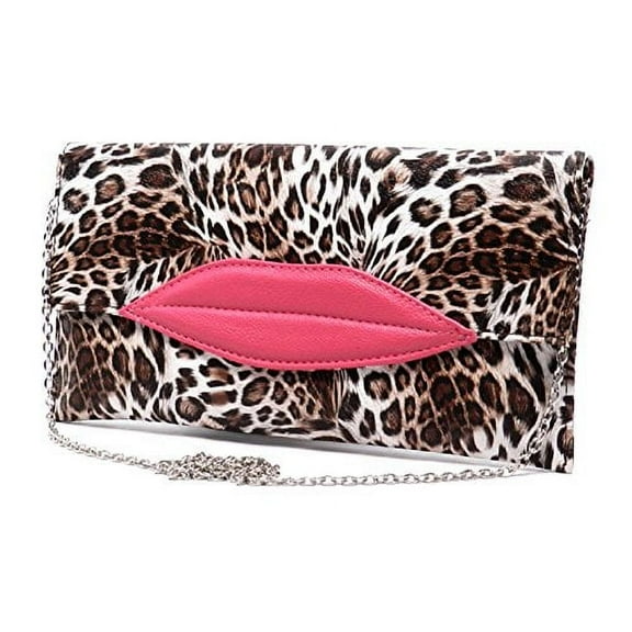 2Chique Boutique Women's Kiss Mark Brown Clutch