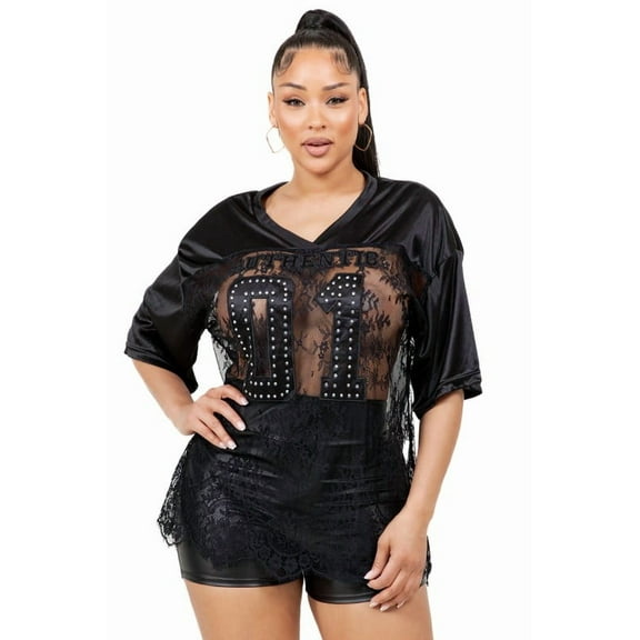 2Chique Boutique Women's Lace Top Jersey