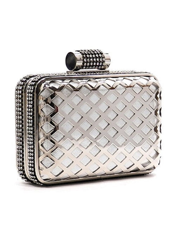 Women's Laser Cut Metal Frame Rhinestone Evening Bag