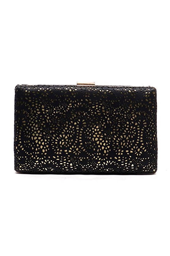 Women's Laser Print Black Evening Bag