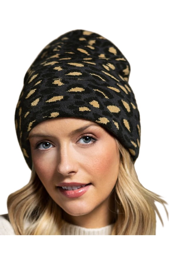 Women's Leopard Print Knit Beanie