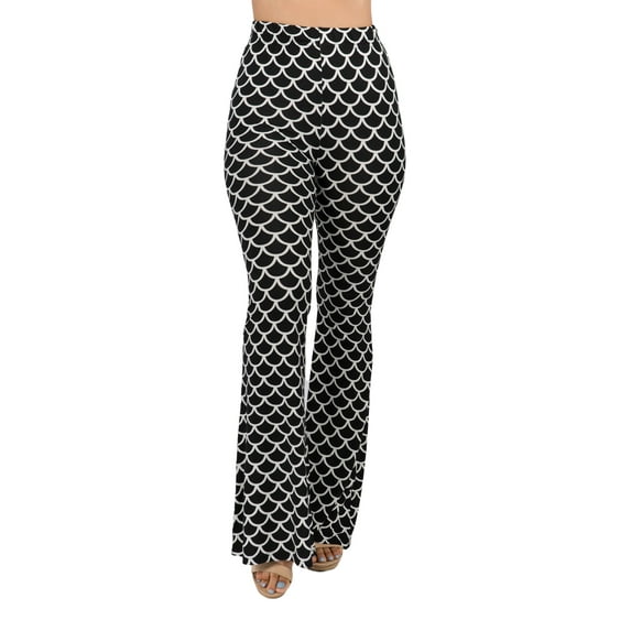2Chique Boutique Women's Mermaid Tail Print Brushed Knit Bell Bottom Pants