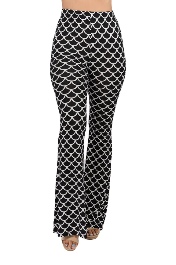 Women's Mermaid Tail Print Brushed Knit Bell Bottom Pants